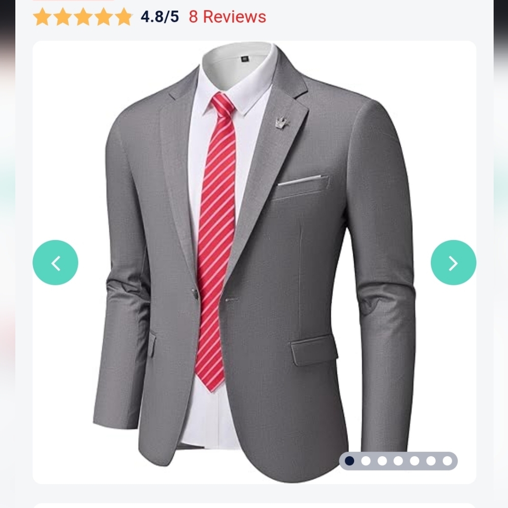 New Elegant Men's Gray Blazer with Pin Detail CLEARANCE
